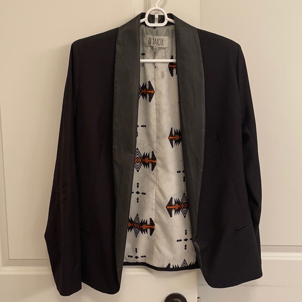 Bb Dakota black blazer with leather lapel